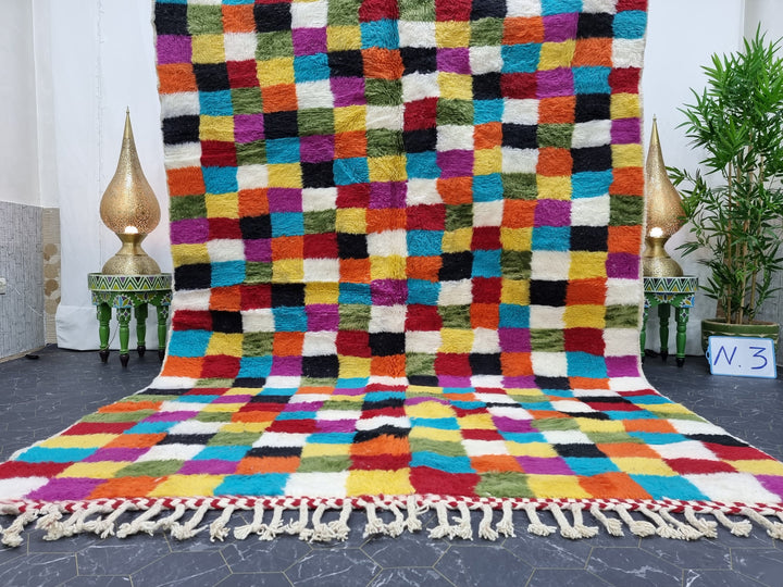 CUTE MOROCCAN RUG, Beniouarain Rug, Custom Checkered Rug, Colorful Rug, Berber Rug, Checkerboard Rug, Area Rug, Bohemian Wool Rug, Funky Rug