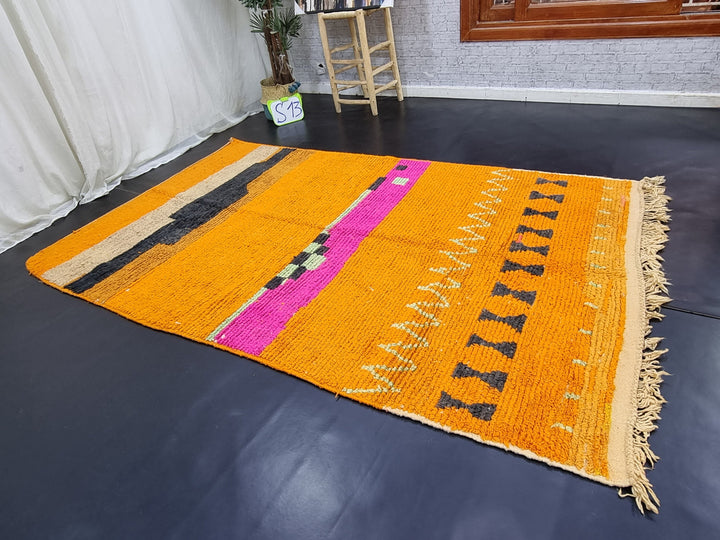 Fabulous Moroccan Rug, Boujaad Rug, Azilal Rug, Orange and Pink Rug, Authentic Moroccan, Handmade Moroccan Rug, Berber carpet, Bohemian Rug