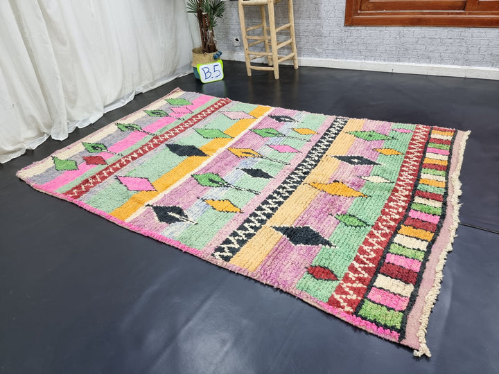 Boujaad Moroccan Rug, Geometric Home Handmade Rug, Tribal Rug, Colorful Wool Rug, Berber carpet, Bohemian Rug, Sheep Wool Rug,Tapis Marocain