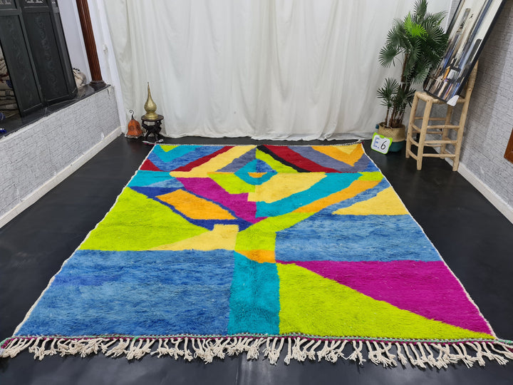 Vibrant Beni OurainRug, Handmade Moroccan Rug, Colorful Wool Rug, Bohemian Patchwork Carpet, Berber Wool Handwoven Rug, Tapis Marocain