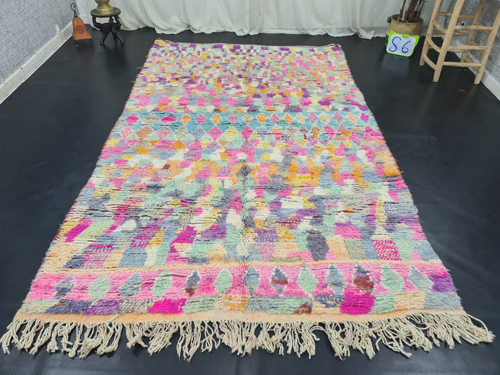 Artistic Boujaad Rug, Moroccan Handmade Rug, Azilal Rug, Abstract Rug, Pink Boujad Rug, Berber Carpet, Bohemian Rug, Teppish Marokko.