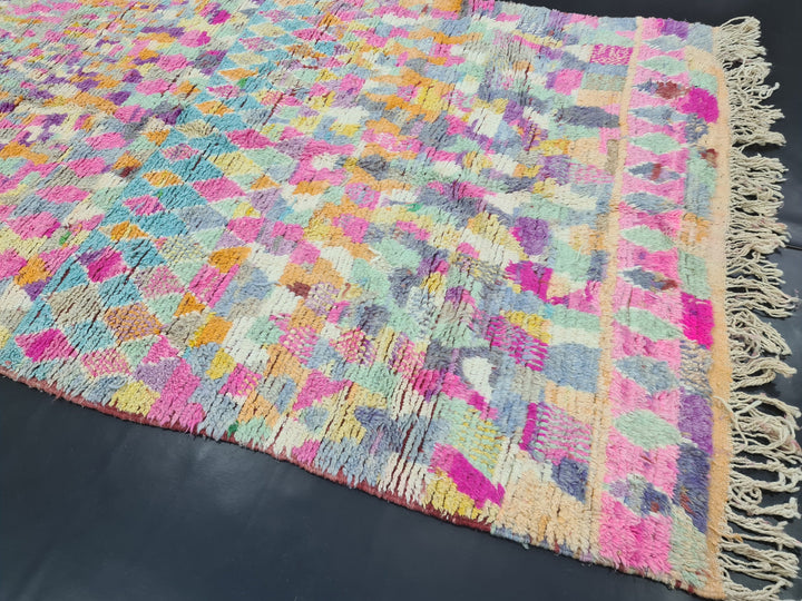 Artistic Boujaad Rug, Moroccan Handmade Rug, Azilal Rug, Abstract Rug, Pink Boujad Rug, Berber Carpet, Bohemian Rug, Teppish Marokko.