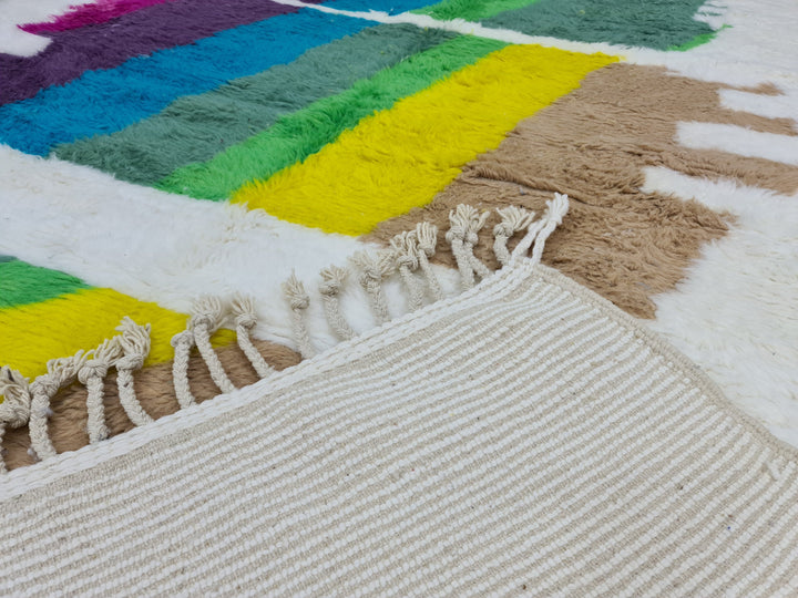 Amazing Beni Ourain Rug, Moroccan Rug, Sheep Wool Rug, Abstract Rug, Rainbow Colored Rug , Handmade Rug, Berber Rug, Bohemian Rug.