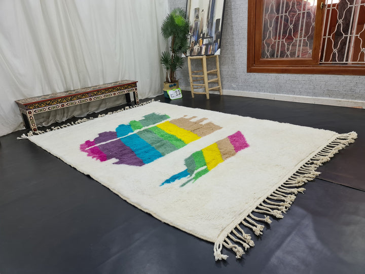 Amazing Beni Ourain Rug, Moroccan Rug, Sheep Wool Rug, Abstract Rug, Rainbow Colored Rug , Handmade Rug, Berber Rug, Bohemian Rug.