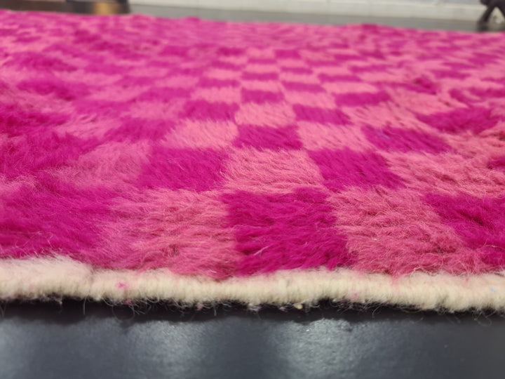 Authentic Beniourain Rug, Sheep Wool Rug, Check Moroccan Rug Beni Ourain Rug, Berber Rug, Bright Pink Rug, Tapis Marocains, Teppish Marokko