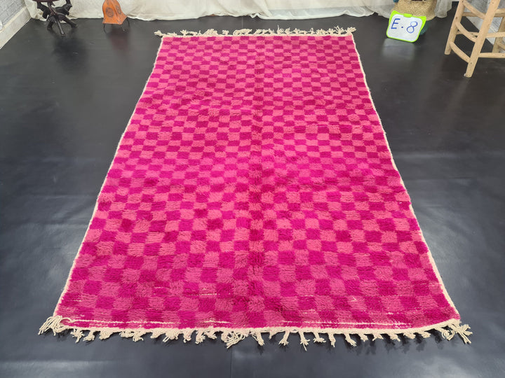 Authentic Beniourain Rug, Sheep Wool Rug, Check Moroccan Rug Beni Ourain Rug, Berber Rug, Bright Pink Rug, Tapis Marocains, Teppish Marokko