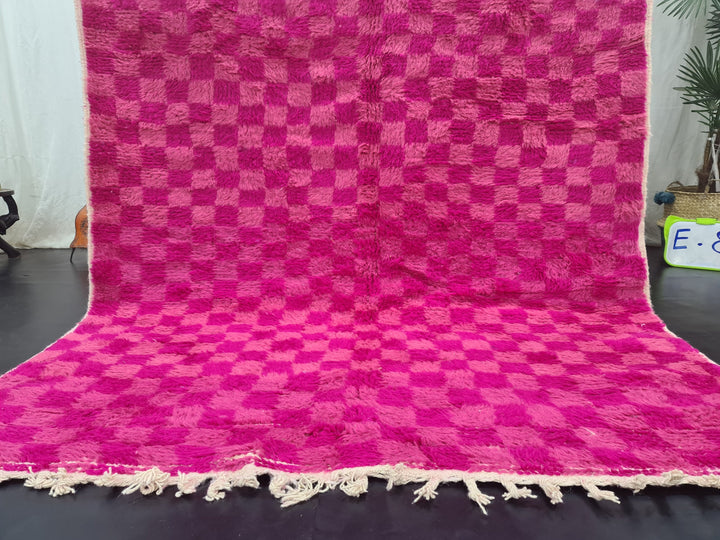 Authentic Beniourain Rug, Sheep Wool Rug, Check Moroccan Rug Beni Ourain Rug, Berber Rug, Bright Pink Rug, Tapis Marocains, Teppish Marokko