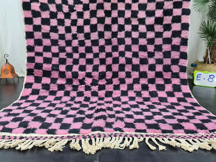 Beni Ourain Rug, Moroccan Rug, Handmade Carpet, Tribal Rug, Berber Rug, Sheep Wool Rug, Black and Pink Rug, Tapis Marocain, Teppish Marokko.