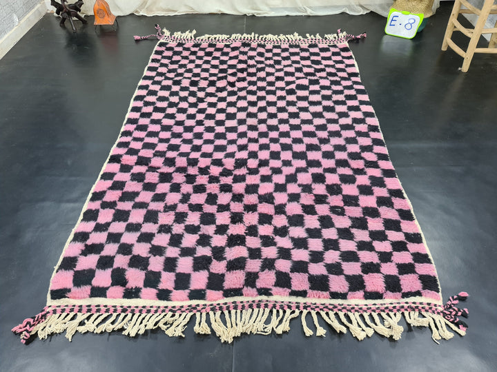 Beni Ourain Rug, Moroccan Rug, Handmade Carpet, Tribal Rug, Berber Rug, Sheep Wool Rug, Black and Pink Rug, Tapis Marocain, Teppish Marokko.