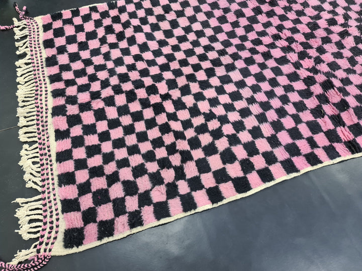 Beni Ourain Rug, Moroccan Rug, Handmade Carpet, Tribal Rug, Berber Rug, Sheep Wool Rug, Black and Pink Rug, Tapis Marocain, Teppish Marokko.