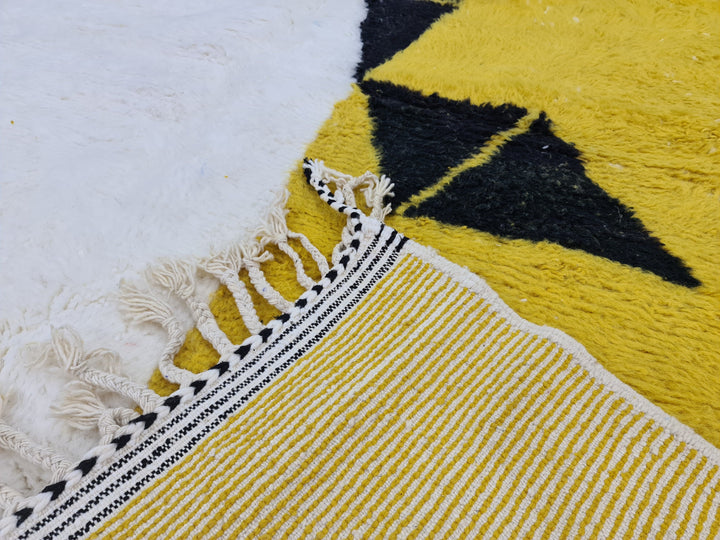 Moroccan Rug, Handmade Beni Ourain Rug, Authentic Moroccan Rug, Azilal Rug,Berber Rug, White and Yellow Wool, Abstract Rug, Bohemian rug