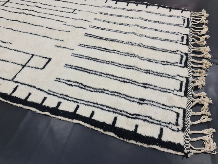 Beni Ourain Rug, Moroccan Rug, Sheep Wool Rug, Striped Rug, Authentic Bohemian Carpet, White Wool Rug, Handmade Rug, Berber Rug.