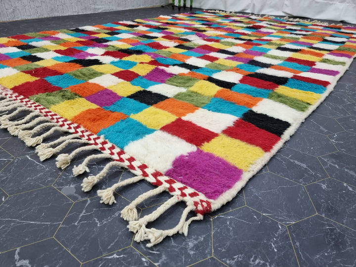 CUTE MOROCCAN RUG, Beniouarain Rug, Custom Checkered Rug, Colorful Rug, Berber Rug, Checkerboard Rug, Area Rug, Bohemian Wool Rug, Funky Rug