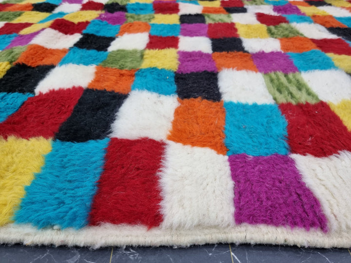 CUTE MOROCCAN RUG, Beniouarain Rug, Custom Checkered Rug, Colorful Rug, Berber Rug, Checkerboard Rug, Area Rug, Bohemian Wool Rug, Funky Rug