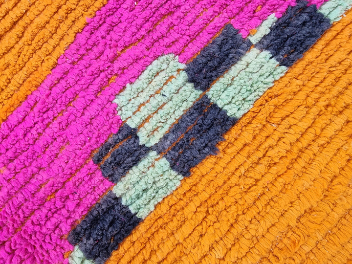 Fabulous Moroccan Rug, Boujaad Rug, Azilal Rug, Orange and Pink Rug, Authentic Moroccan, Handmade Moroccan Rug, Berber carpet, Bohemian Rug