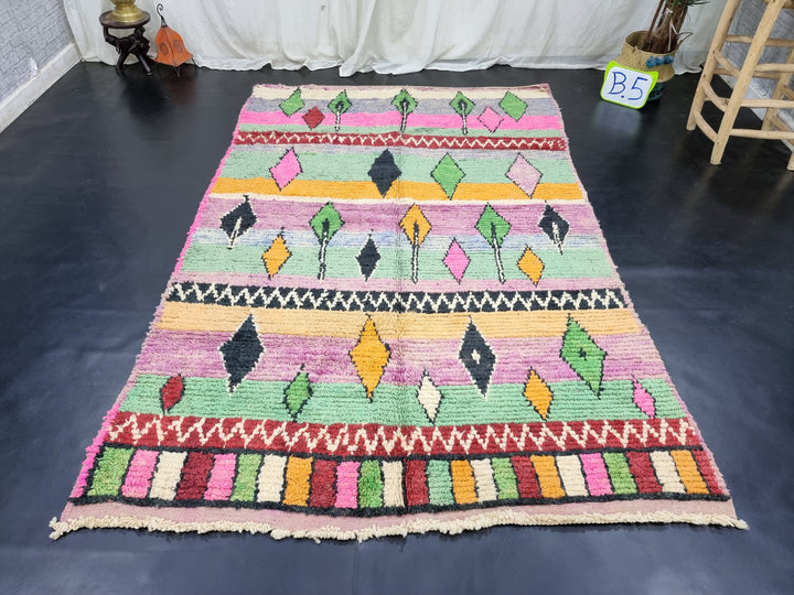 Boujaad Moroccan Rug, Geometric Home Handmade Rug, Tribal Rug, Colorful Wool Rug, Berber carpet, Bohemian Rug, Sheep Wool Rug,Tapis Marocain