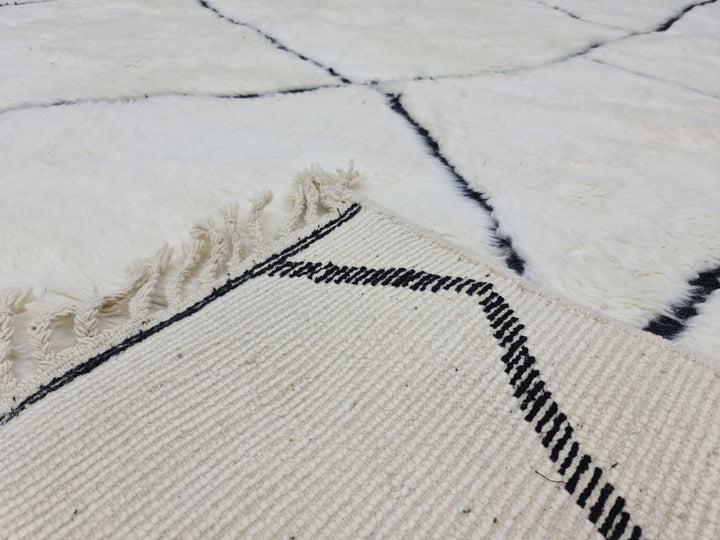 Large Moroccan Rug, Beni Ourain Rug, White and Black Rug, Plush Wool Rug, Unique Handmade Rug, Berber Rug, Tapis Marocain, Bohemian Rug.