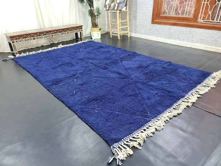 FABULOUS BENIOURAIN RUG, Moroccan rug , Berber Rug, Geometric Rug, Dark Royal Blue rug, Blue Rug, Area Wool Rug, Handwoven Wool Rug .