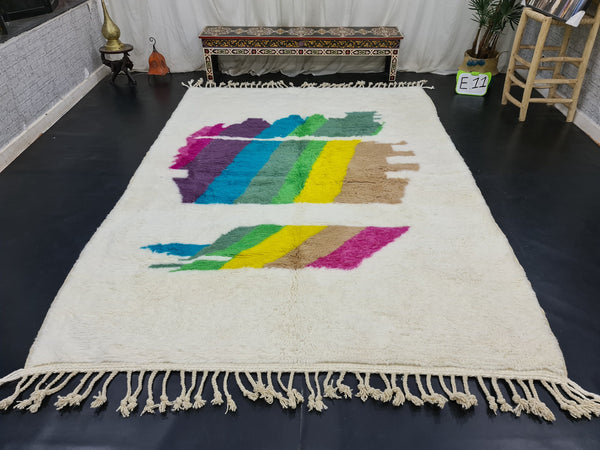 Amazing Beni Ourain Rug, Moroccan Rug, Sheep Wool Rug, Abstract Rug, Rainbow Colored Rug , Handmade Rug, Berber Rug, Bohemian Rug.