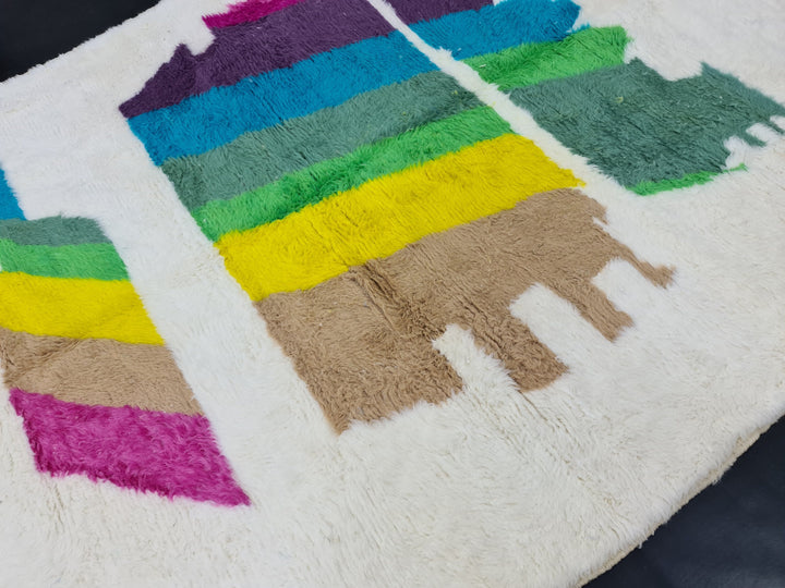 Amazing Beni Ourain Rug, Moroccan Rug, Sheep Wool Rug, Abstract Rug, Rainbow Colored Rug , Handmade Rug, Berber Rug, Bohemian Rug.