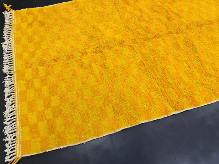 FABULOUS ORANGE RUG, Moroccan Handmade Yellow  Orange Rug, Sheep Wool Rug, Moroccan Checkered Rug, Handmade BerberRug, Area Rug, Rya rug