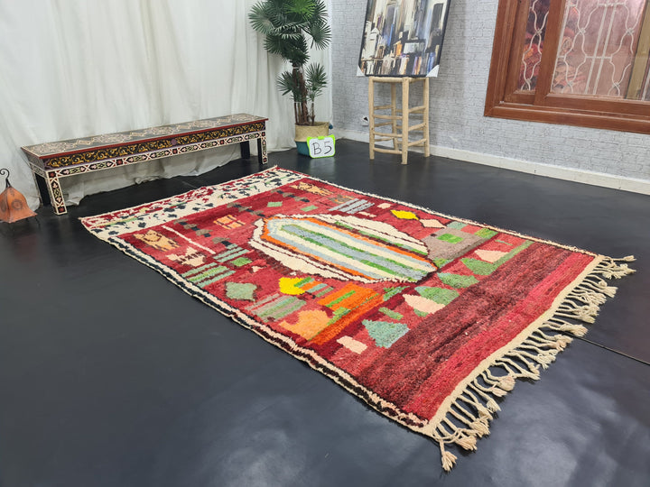 Amazing Moroccan Rug, Handmade Boujaad Rug, Azilal rug, Authentic Carpet, Sheep Wool Rug, BerberRed Carpet, Bohemian Rug, Tapis Marocain