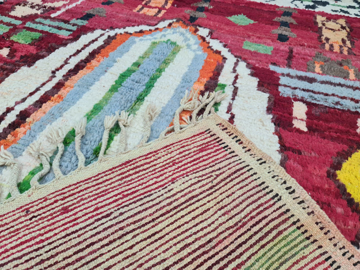 Amazing Moroccan Rug, Handmade Boujaad Rug, Azilal rug, Authentic Carpet, Sheep Wool Rug, BerberRed Carpet, Bohemian Rug, Tapis Marocain