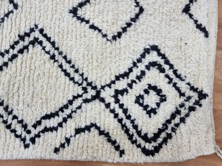 Beni Ouarain White black Moroccan rugs  Moroccan beni ourain rug Style  Morrocan rug Wool Berber design  Handmade rug  Berber Rugs Style