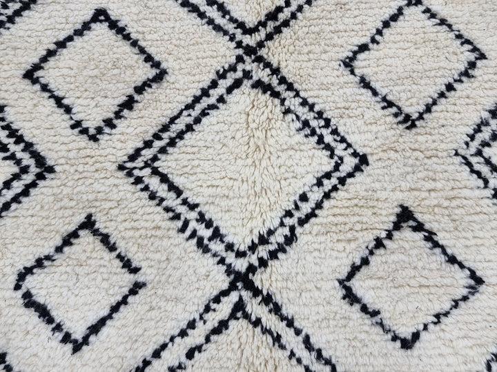 Beni Ouarain White black Moroccan rugs  Moroccan beni ourain rug Style  Morrocan rug Wool Berber design  Handmade rug  Berber Rugs Style