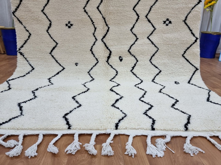 Beni Ouarain White black Moroccan rugs  Moroccan beni ourain rug Style  Morrocan rug Wool Berber design  Handmade rug  Berber Rugs Style