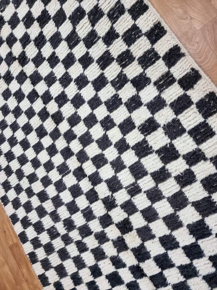 . feet . feet  moroccan berber shaggy runner rug black and white wool checkered runner rug