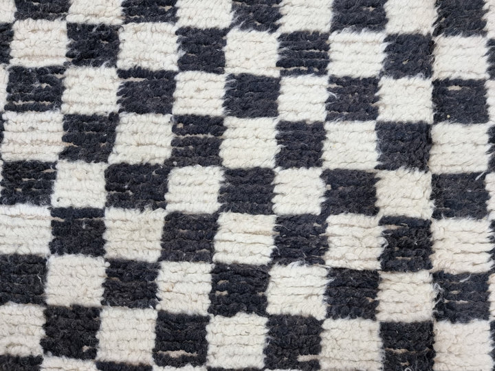 . feet . feet  moroccan berber shaggy runner rug black and white wool checkered runner rug