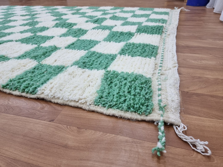 Light Green and white checker rug, Moroccan Berber checkered rug, Checkerboard Runner, Living Room Decor, Tribal Area Rug, Tribal Area Rug