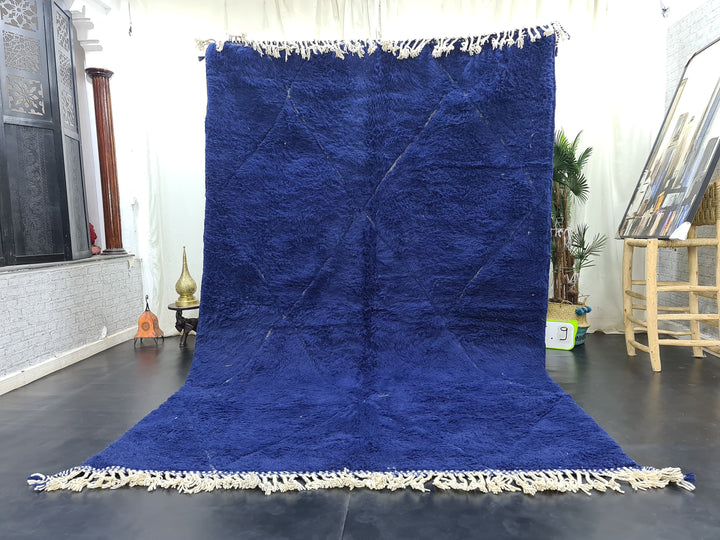 FABULOUS BENIOURAIN RUG, Moroccan rug , Berber Rug, Geometric Rug, Dark Royal Blue rug, Blue Rug, Area Wool Rug, Handwoven Wool Rug .