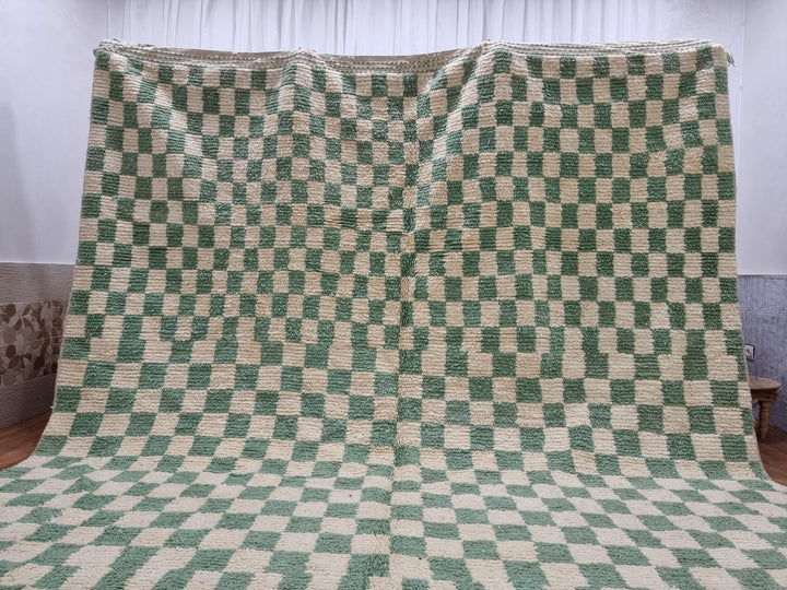 . feet . feet beautiful Moroccan Berber shaggy rug, Olive Green Chess checker rug, Wool Checkered rug, Checkerboard rug, chess rug,