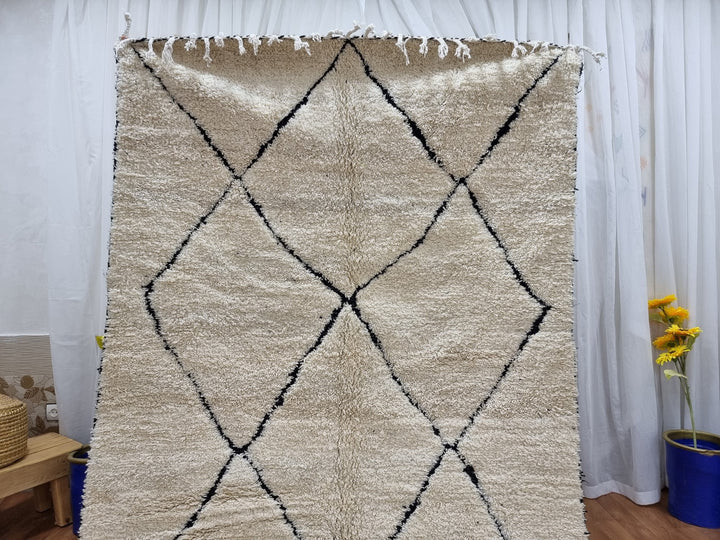 White black Beni Ouarain Moroccan rugs  Moroccan beni ourain rug Style  Morrocan rug Wool Berber design  Handmade rug  Berber Rugs Style