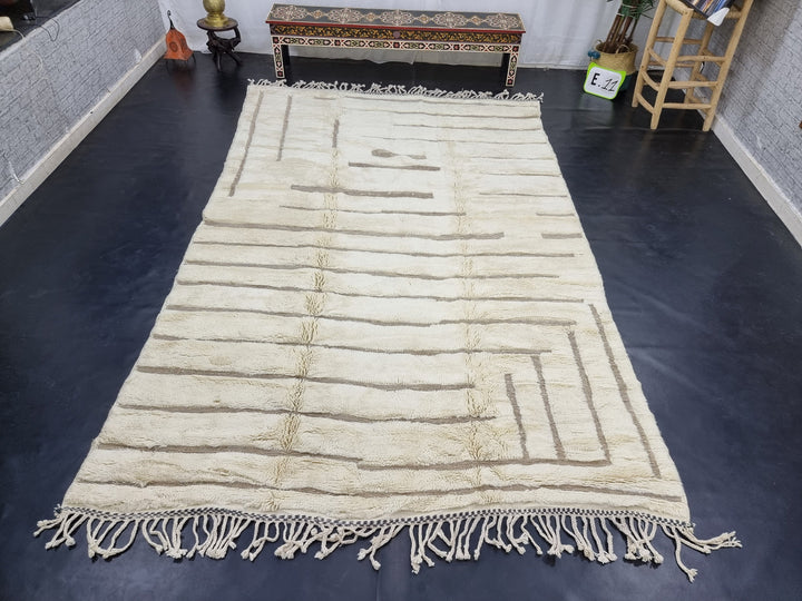 Fabulous Mrirt Rug, Handmade Moroccan Rug, Ivory White Rug, Berber Tribal Rug, High Quality Wool Rug, Authentic Striped Rug, Teppish Marokko