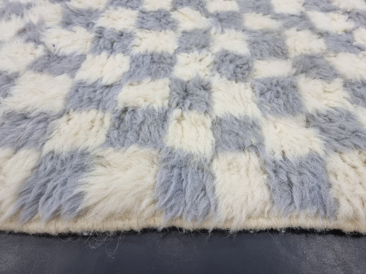 Gorgeous Beni Ourain Rug, Moroccan Handmade Carpet, White and Gray Rug, Tribal Rug, Berber Rug, Checkered Rug, Sheep Wool Rug Tapis berbere.