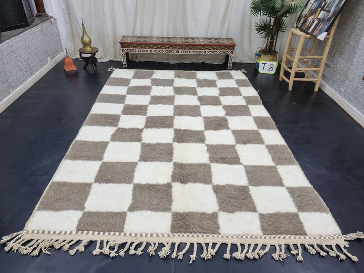 UNIQUE CHECKER RUG, Moroccan Handmade Rug, Rug , Tribal Checkerboard Rug, Berber Wool Rug, Gray Area Rug, Authentic Beni Ourain Rug