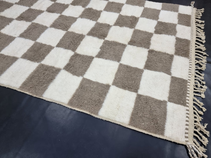 UNIQUE CHECKER RUG, Moroccan Handmade Rug, Rug , Tribal Checkerboard Rug, Berber Wool Rug, Gray Area Rug, Authentic Beni Ourain Rug