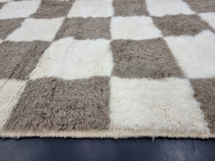 UNIQUE CHECKER RUG, Moroccan Handmade Rug, Rug , Tribal Checkerboard Rug, Berber Wool Rug, Gray Area Rug, Authentic Beni Ourain Rug