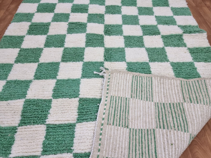 Light Green and white checker rug, Moroccan Berber checkered rug, Checkerboard Runner, Living Room Decor, Tribal Area Rug, Tribal Area Rug