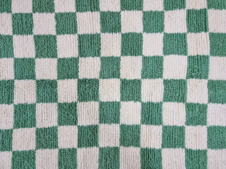 Light Green and white checker rug, Moroccan Berber checkered rug, Checkerboard Runner, Living Room Decor, Tribal Area Rug, Tribal Area Rug