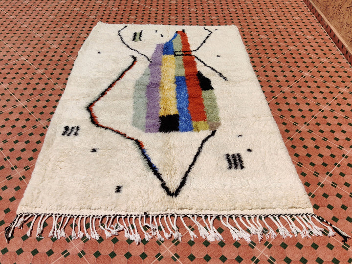 Colorful rug, , Moroccan rug, Beniourain teppish, Berber Teppich, Bohemian rug, Large area rug, white living room rug, nursery rug