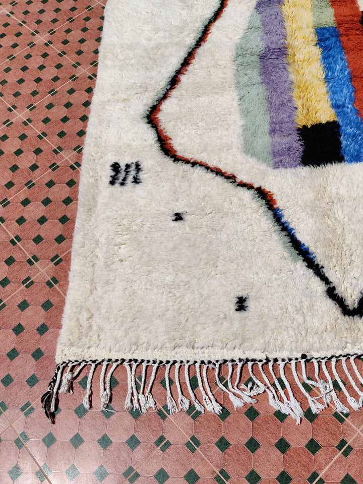 Colorful rug, , Moroccan rug, Beniourain teppish, Berber Teppich, Bohemian rug, Large area rug, white living room rug, nursery rug