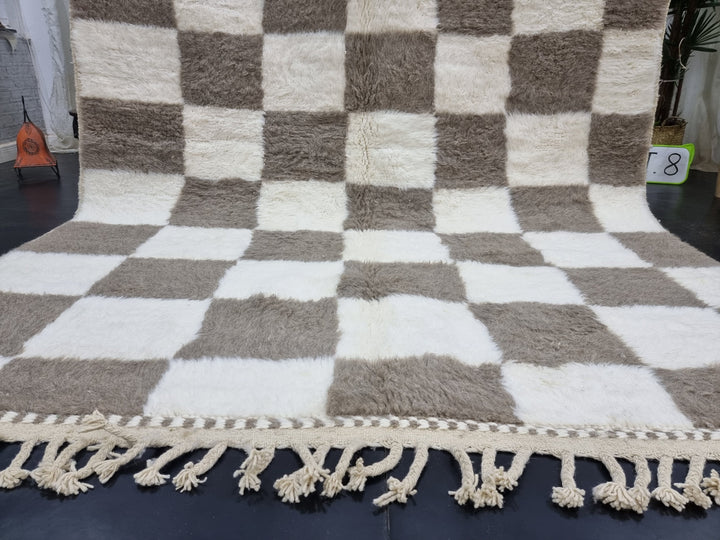 UNIQUE CHECKER RUG, Moroccan Handmade Rug, Rug , Tribal Checkerboard Rug, Berber Wool Rug, Gray Area Rug, Authentic Beni Ourain Rug