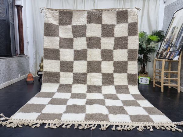 UNIQUE CHECKER RUG, Moroccan Handmade Rug, Rug , Tribal Checkerboard Rug, Berber Wool Rug, Gray Area Rug, Authentic Beni Ourain Rug