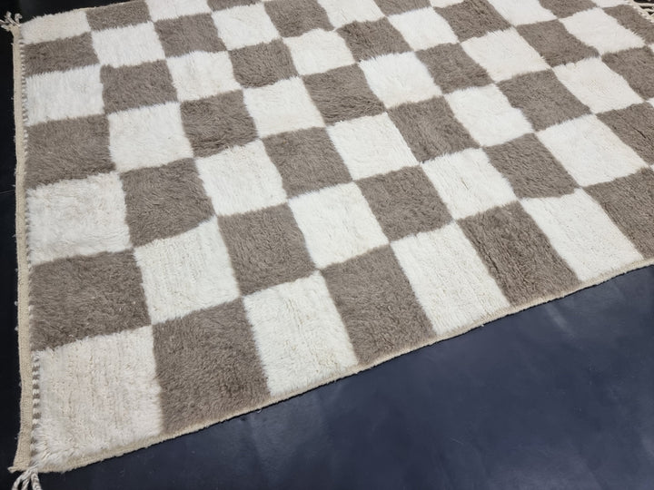 UNIQUE CHECKER RUG, Moroccan Handmade Rug, Rug , Tribal Checkerboard Rug, Berber Wool Rug, Gray Area Rug, Authentic Beni Ourain Rug