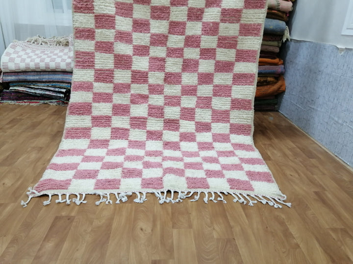 Custom Moroccan Pink checkred rug Moroccan checkered rug  Moroccan checkerboard rug Checkered area rug Checkerboard Rug beniourain rug