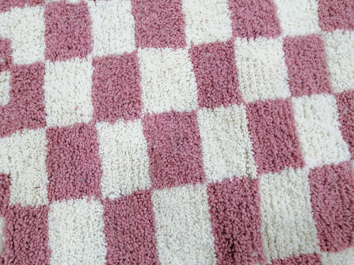 Custom Moroccan Pink checkred rug Moroccan checkered rug  Moroccan checkerboard rug Checkered area rug Checkerboard Rug beniourain rug